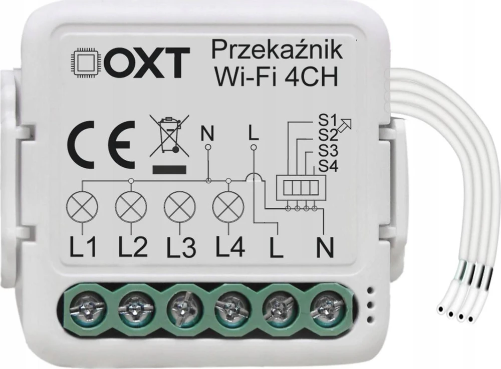 Modulis OXT mini przekaźnik 4 obwody WiFi TUYA T224