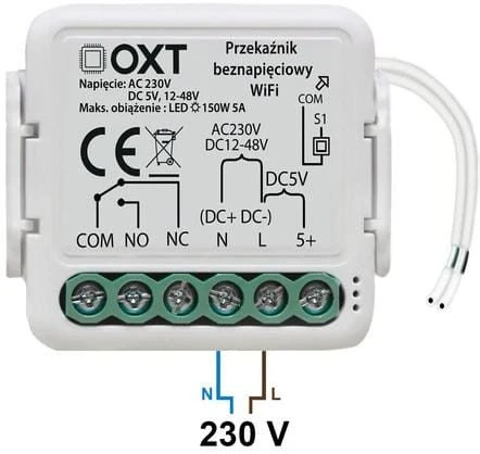 OXT mini be įtampos relės modulis AC 230V DC 5V 12-48V WiFi TUYA