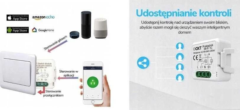 Tuya – vieno kanalo mini WiFi relė – Android/iOS programa – OXT T221