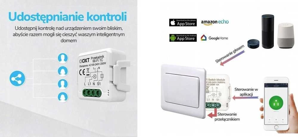 Tuya – dviejų kanalų mini relė be N – ZigBee – Android/iOS programa – OXT SWTZ32