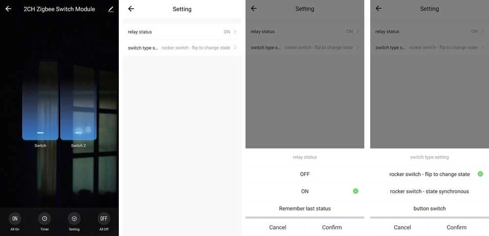 Tuya – 2 kanalų mini ZigBee siųstuvas-imtuvas – Android/iOS programa – OXT T262