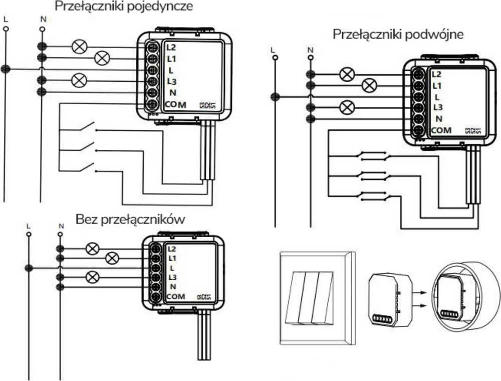 Tuya – 3 kanalų mini relė – ZigBee – Android/iOS programa – OXT T263