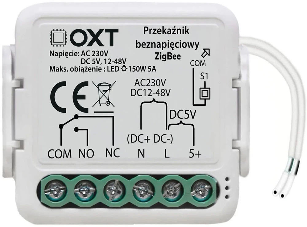 Modulis OXT Mini Przekaźnik beznapięciowy AC 230V DC 5V 12-48V ZigBee TUYA T250DC