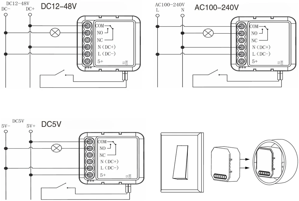 Modulis OXT Mini Przekaźnik beznapięciowy AC 230V DC 5V 12-48V ZigBee TUYA T250DC