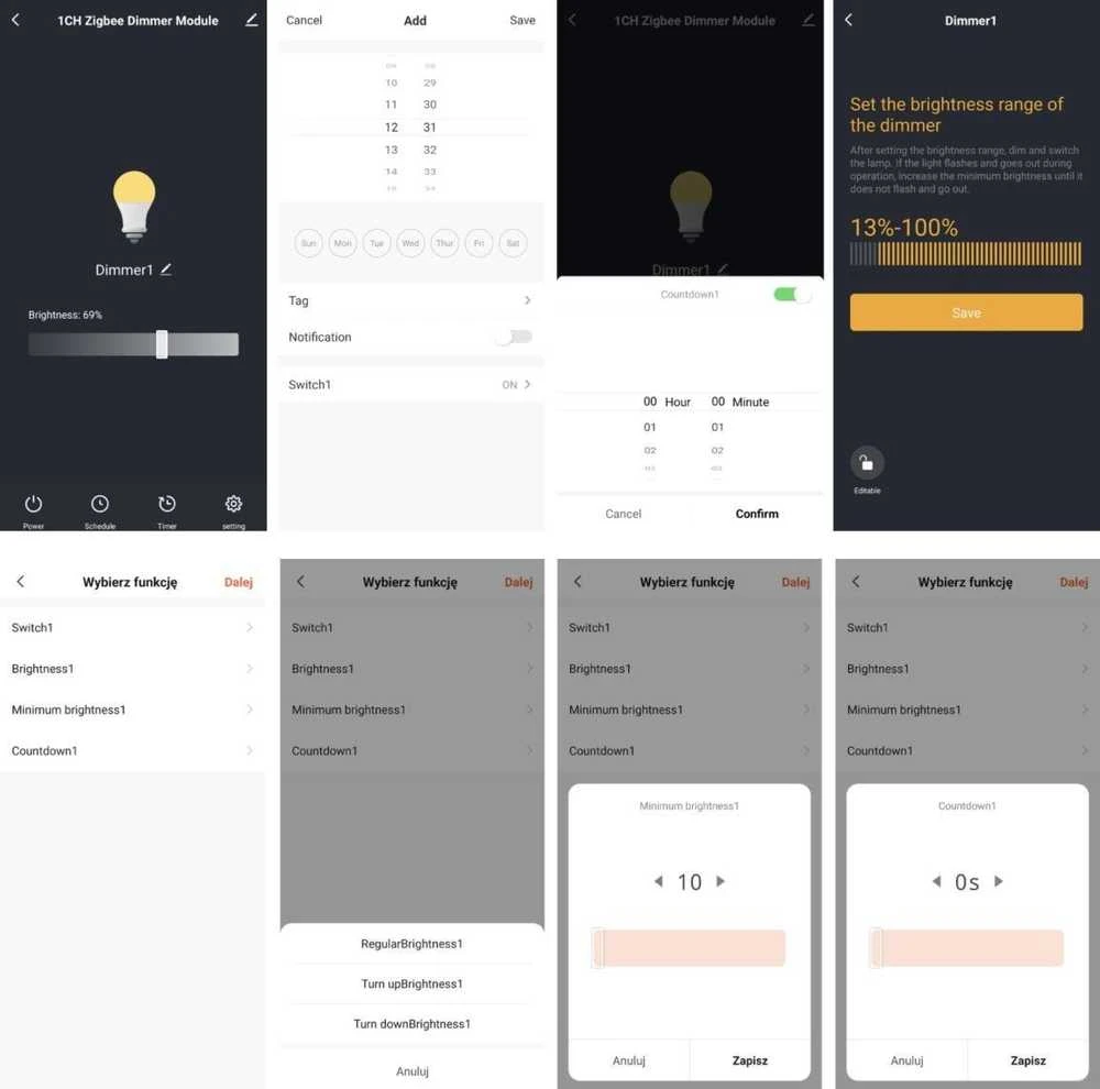 Tuya – vieno kanalo mini ZigBee apšvietimo valdiklis – Android/iOS programa – OXT SWTZ24