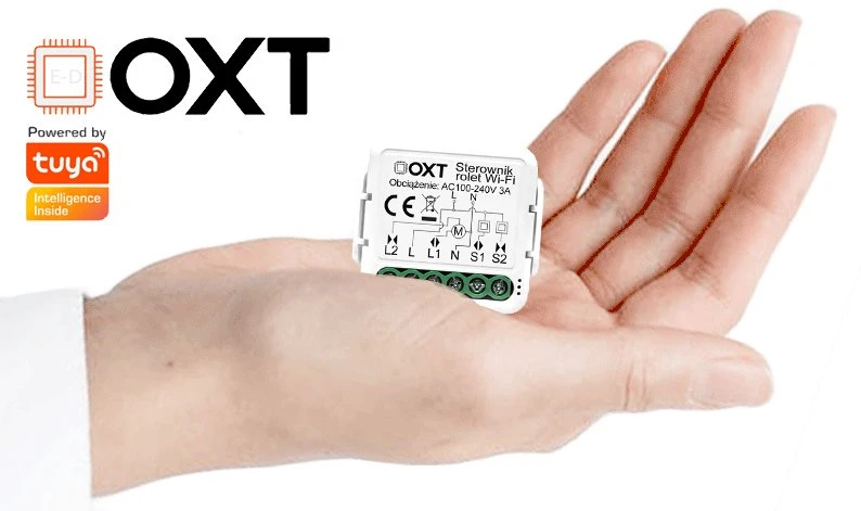 „Modulis OXT“ mini roletų valdiklis, lamelių kampo reguliavimas, WiFi+RF TUYA T229