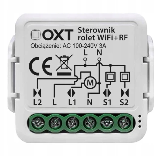 „Modulis OXT“ mini roletų valdiklis, lamelių kampo reguliavimas, WiFi+RF TUYA T229