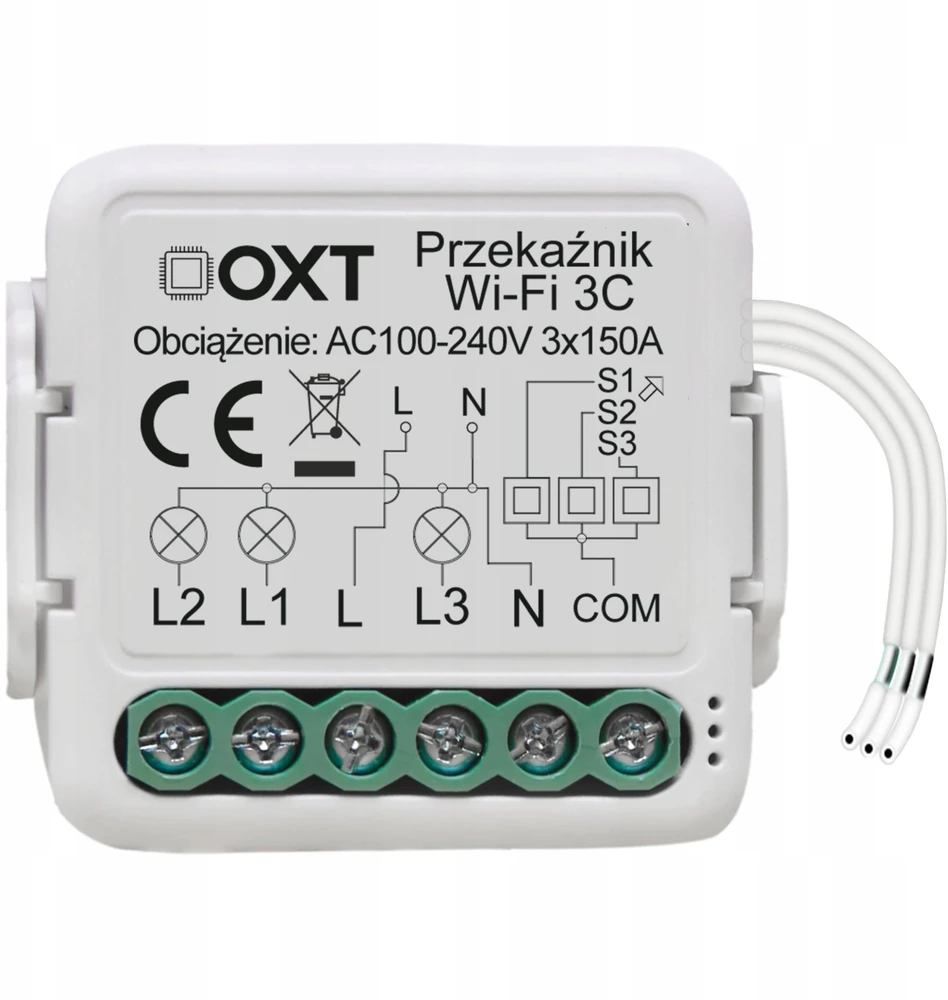 „Modulis OXT“ mini roletų valdiklis, lamelių kampo reguliavimas, WiFi+RF TUYA T229
