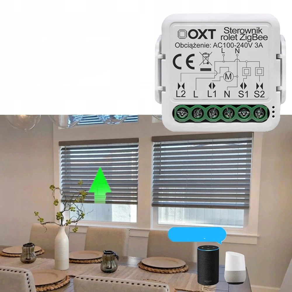 „Modulis OXT“ mini roletų valdiklis, lamelių kampo reguliavimas, WiFi+RF TUYA T229