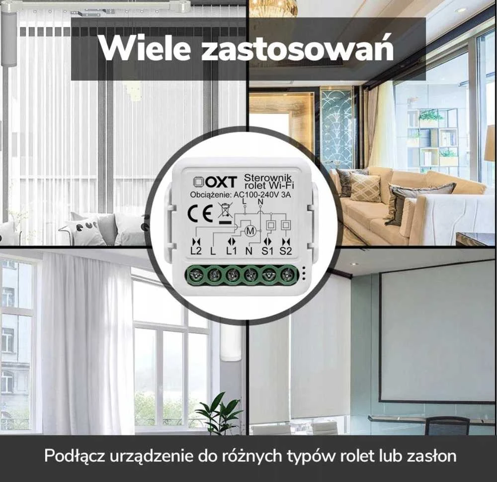 Tuya – 230V WiFi roletų valdiklis – Android/iOS programa – OXT T227