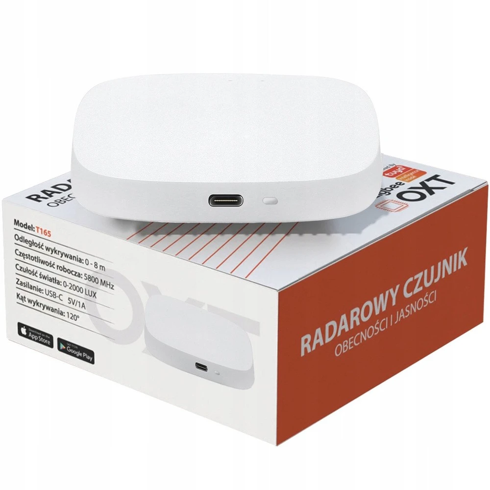 OXT USB ZigBee TUYA T165 ryškumo buvimo radaro jutiklis