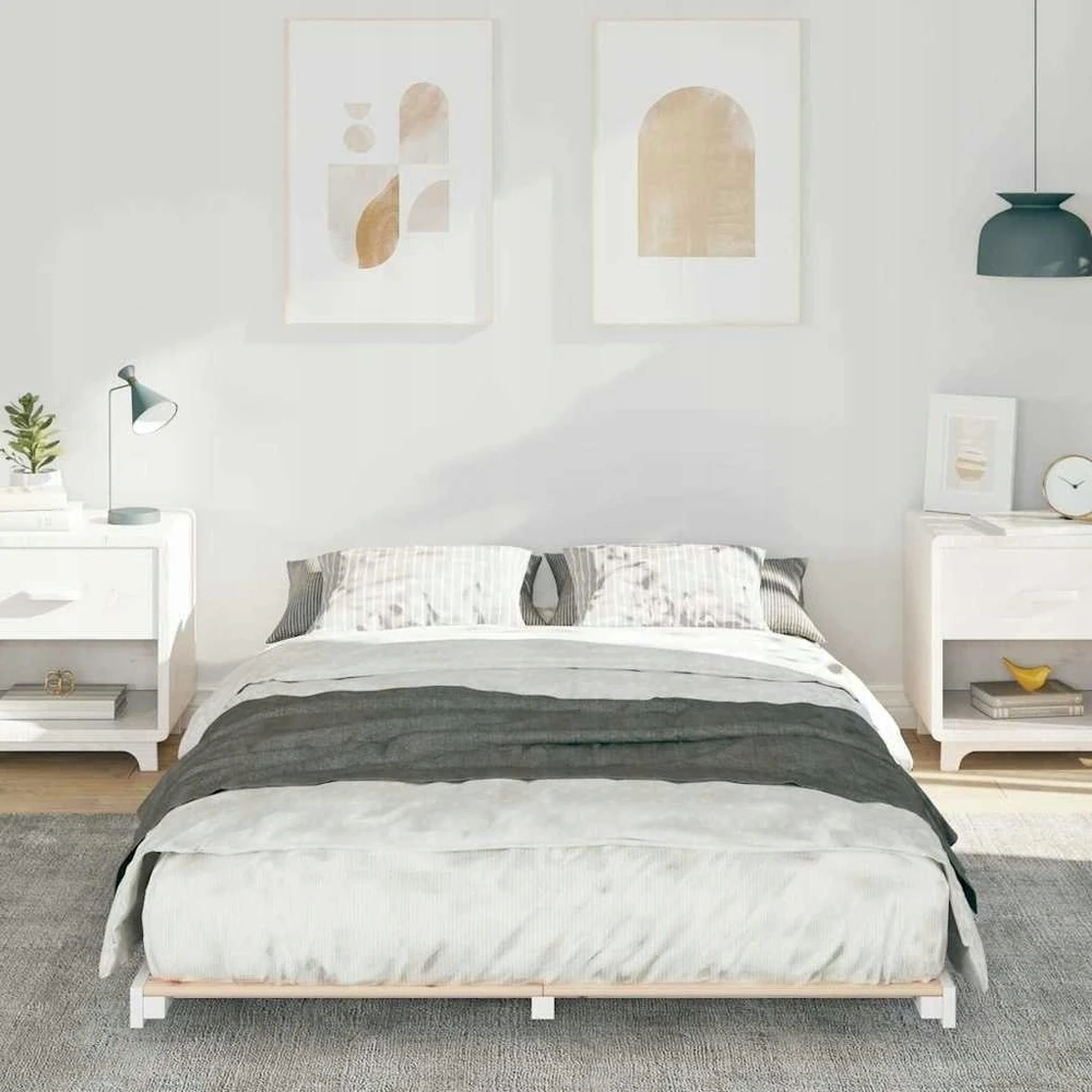 Lovos rėmas Balta 140 x 190 cm Kietos pušies mediena