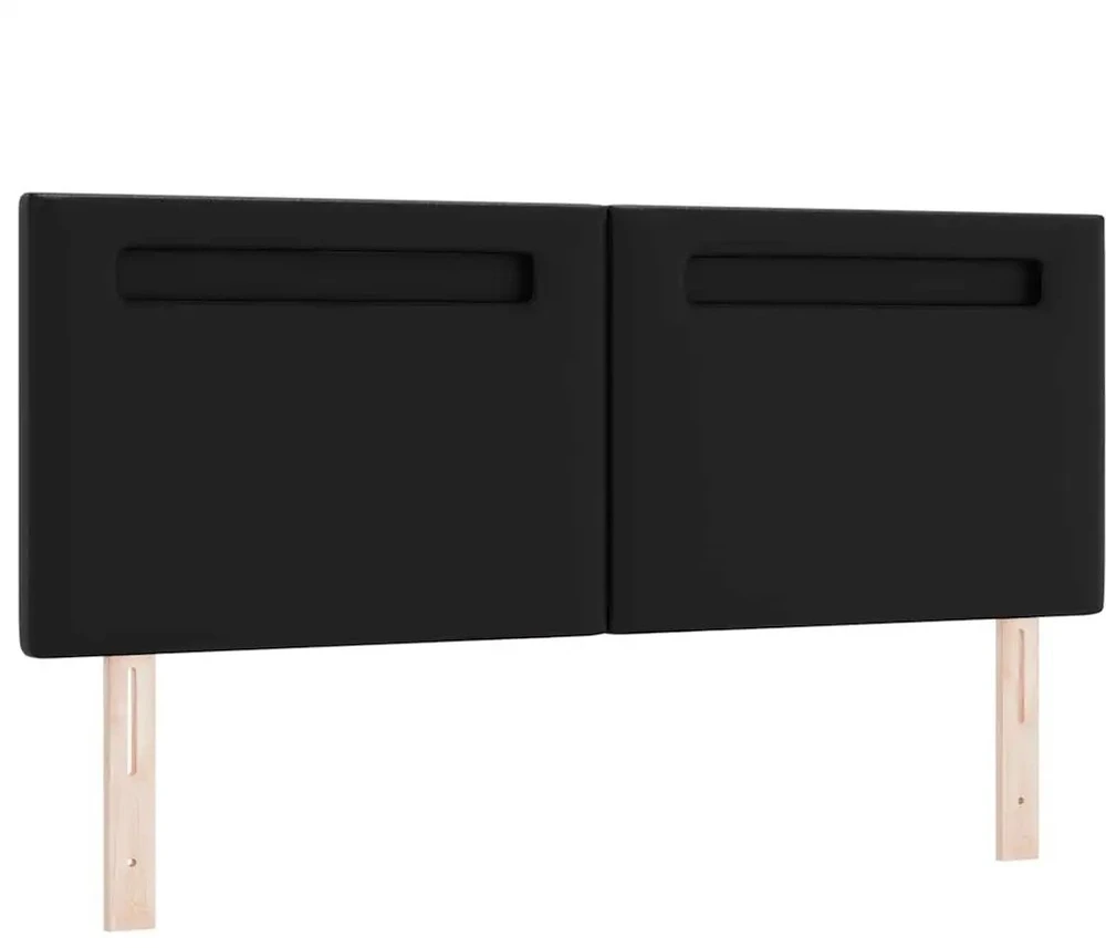 Kiemas lova su LED juostelėmis Juoda 140 x 200 cm Dirbtinė oda