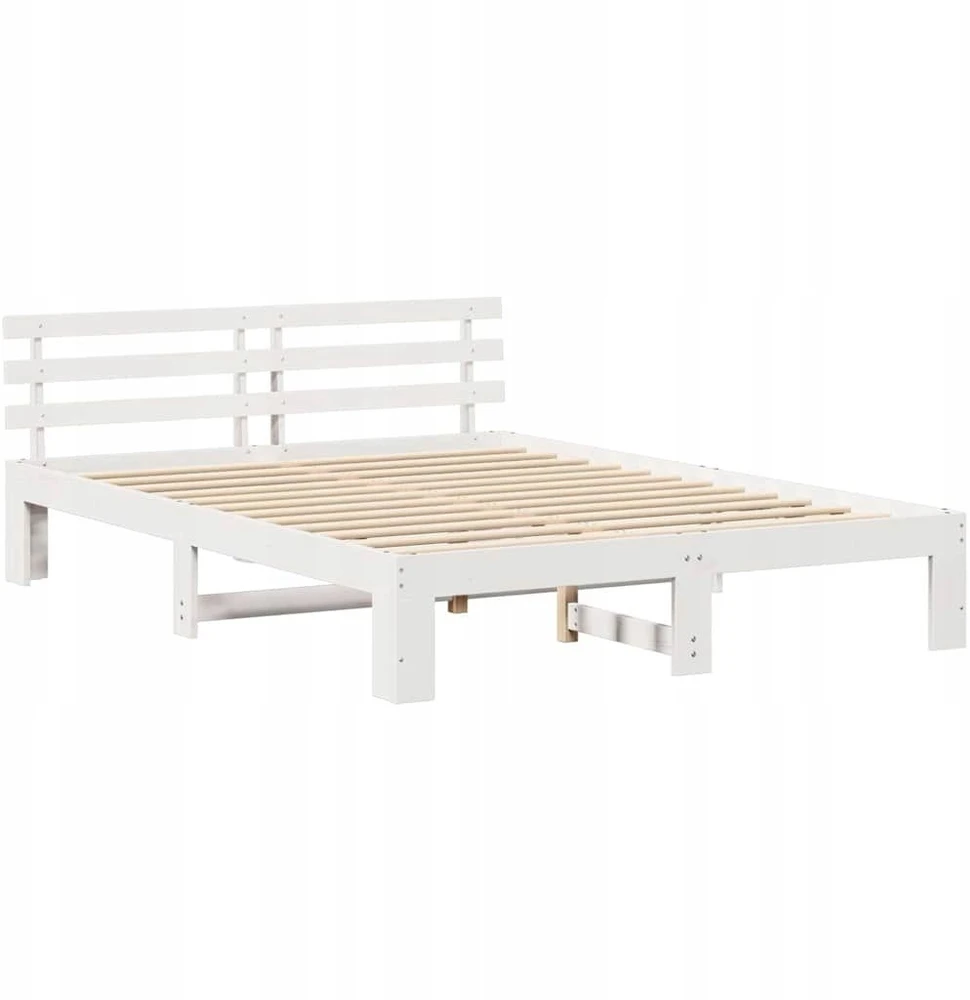Lovos rėmas Balta 150 x 200 cm Kietos pušies mediena
