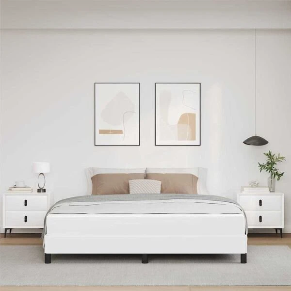 Lovos rėmas su čiužiniu Švari balta 180 x 200 cm audinys