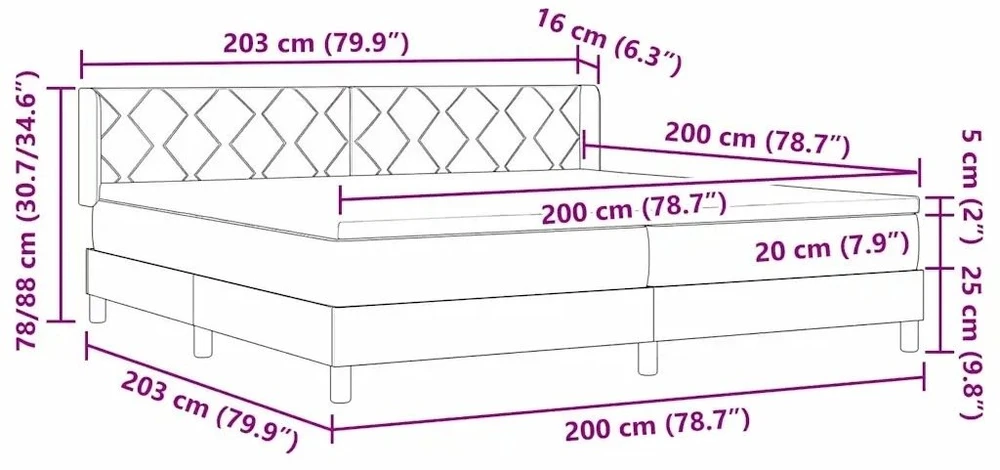 Kiemas lova su galvūgalio Tamsiai rudas 200 x 200 cm audinys