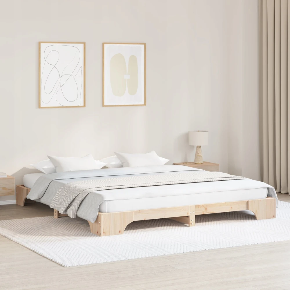 Lovos rėmas Natūrali 200 x 200 cm Kietos pušies mediena
