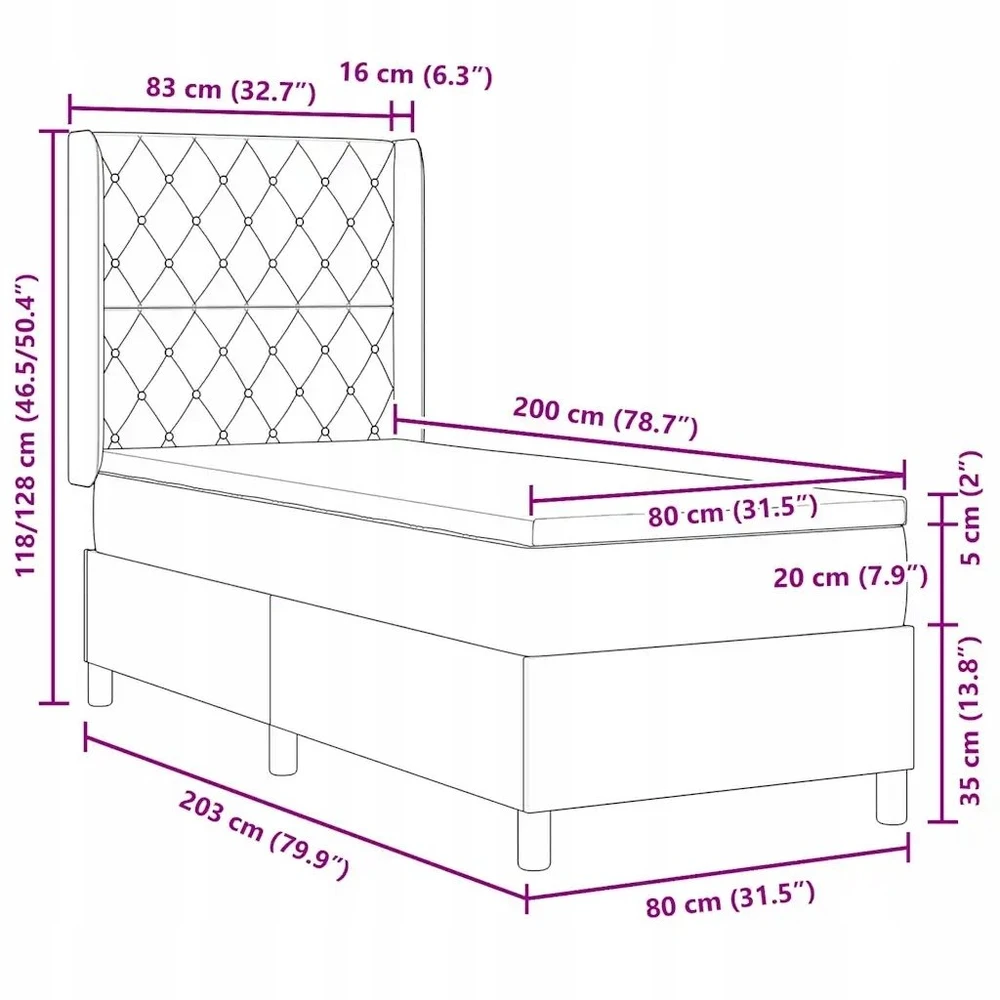 Kiemas lova su čiužiniu Šviesiai pilka 80 x 200 cm Aksomas