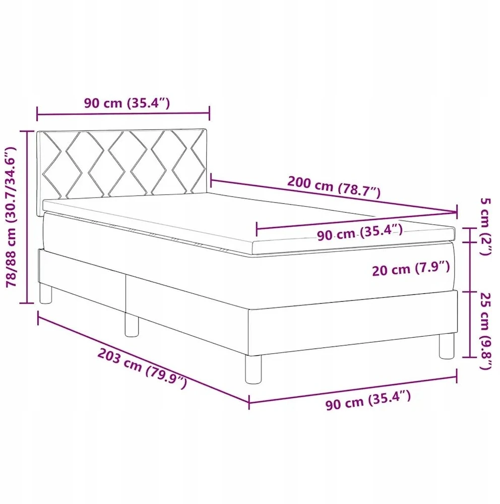 LED Čiužinio Lova Šviesiai pilka 90 x 200 cm Aksomas