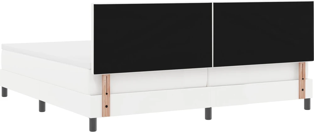 Kiemas lova su LED juostelėmis Balta 200 x 200 cm Dirbtinė oda