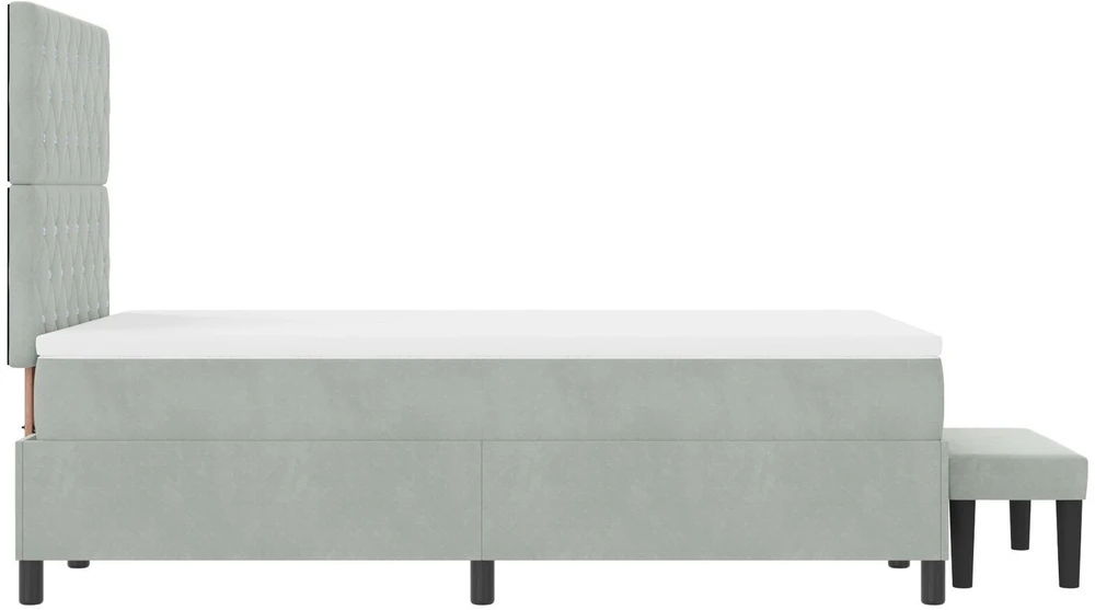 Kiemas lova su galvūgalio Šviesiai pilka 200 x 120 cm Aksomas