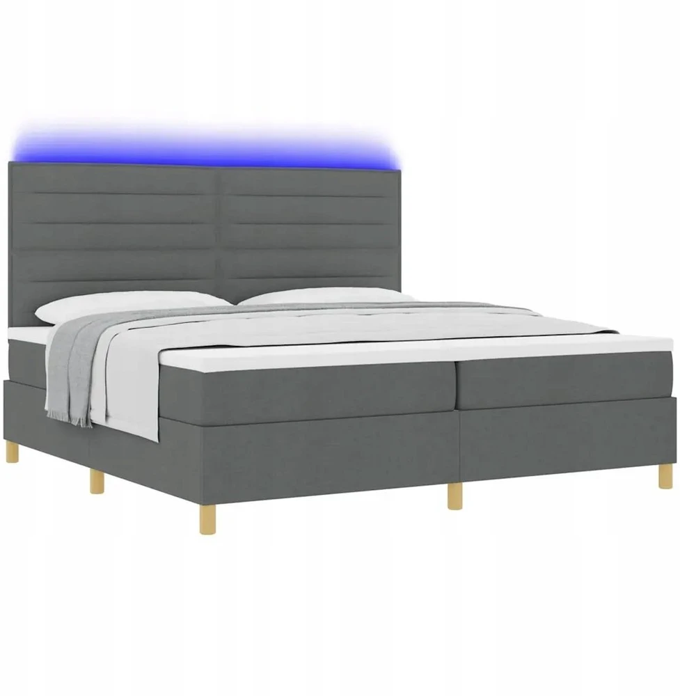 LED Čiužinio Lova Tamsiai pilka 200 x 200 cm audinys