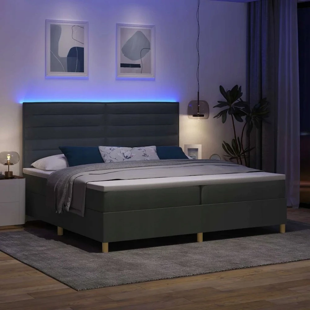 LED Čiužinio Lova Tamsiai pilka 200 x 200 cm audinys