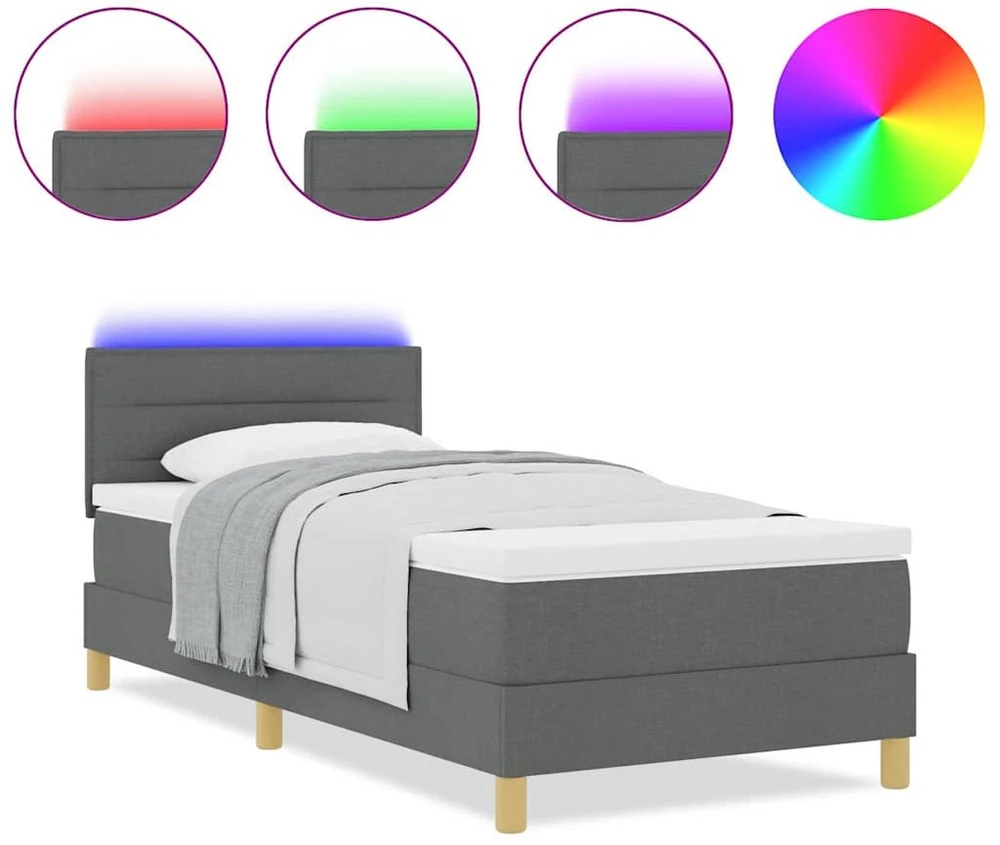 LED Čiužinio Lova su pagalve Tamsiai pilka 80 x 200 cm audinys