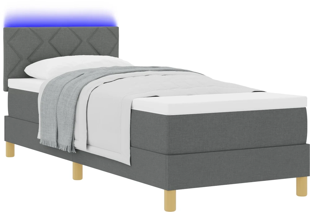 LED Čiužinio Lova su čiužiniu Tamsiai pilka 80 x 200 cm audinys