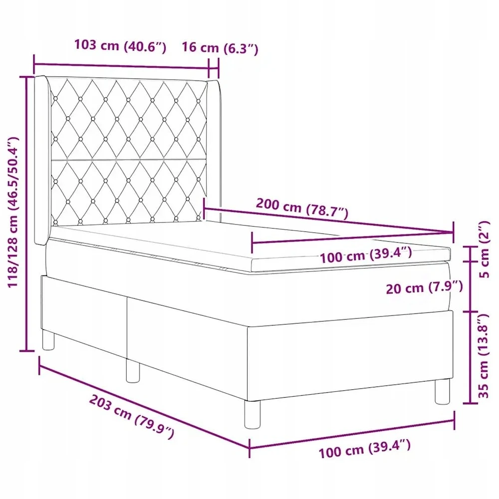 Kiemas lova su čiužiniu Šviesiai pilka 100 x 200 cm Aksomas