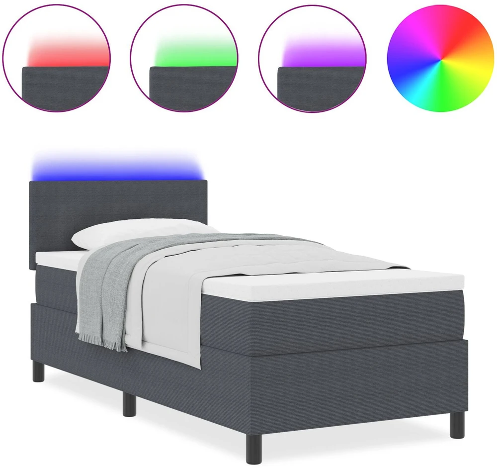 LED Čiužinio Lova Tamsiai pilka ir balta 90 x 200 cm