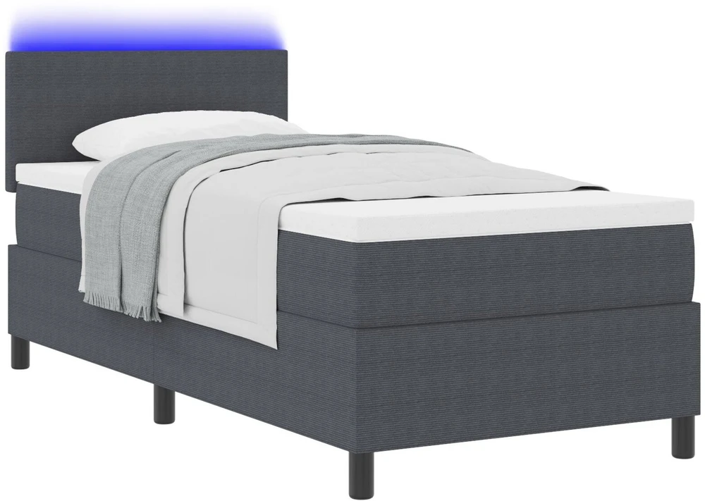 LED Čiužinio Lova Tamsiai pilka ir balta 90 x 200 cm