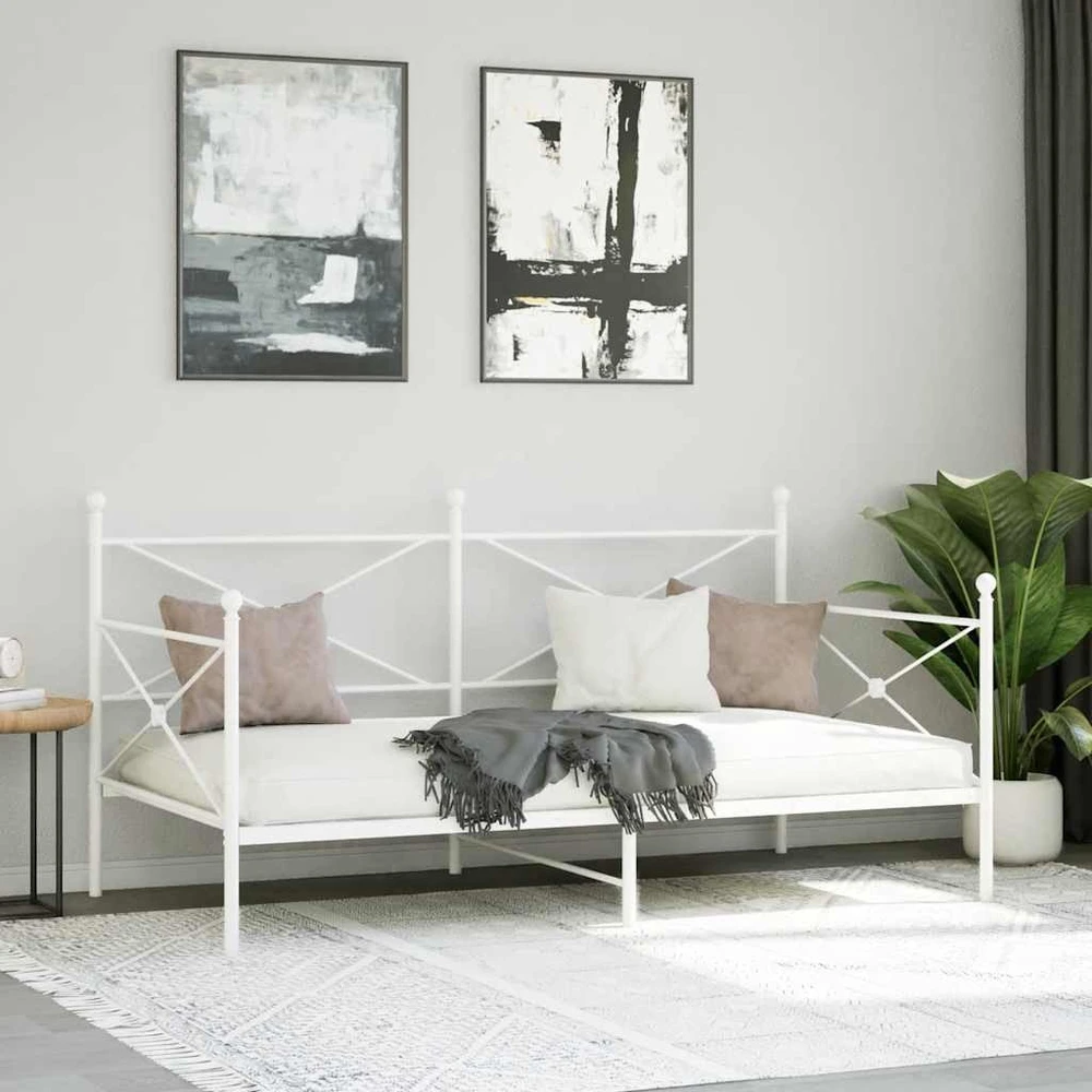 Dieninė lova be čiužinio Balta 100x200 cm Plienas