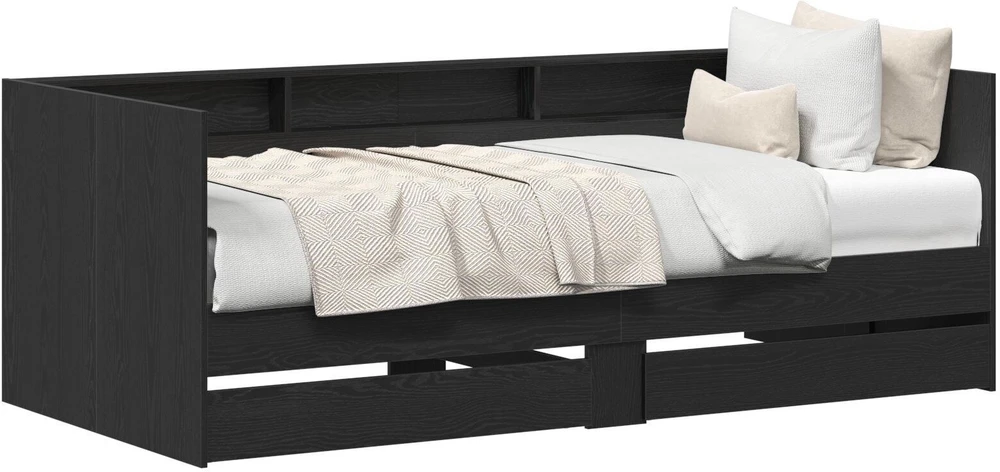 Dienos lova su stalčių Pilka 90 x 200 cm Apdirbta mediena