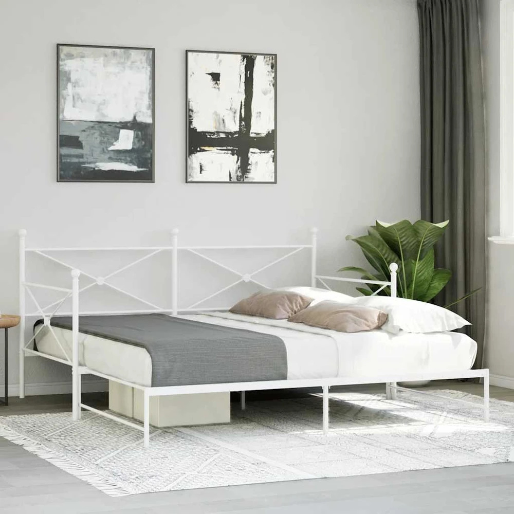 Lova kušetė su čiužiniu be čiužinio Baltas 107x203 cm Plienas