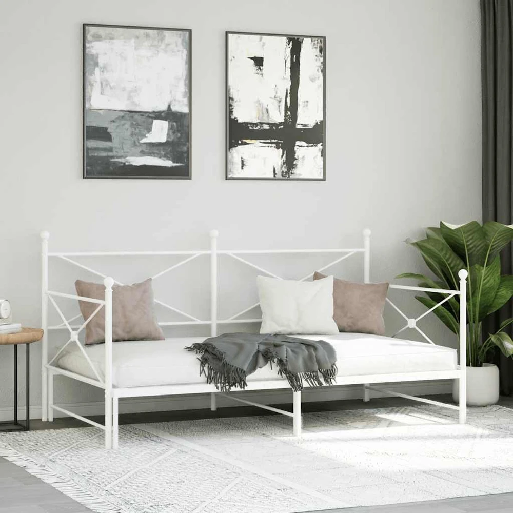 Lova kušetė su čiužiniu be čiužinio Baltas 107x203 cm Plienas