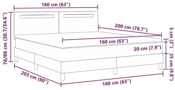 Kiemas lova su LED juostelėmis Balta 160 x 200 cm Dirbtinė oda