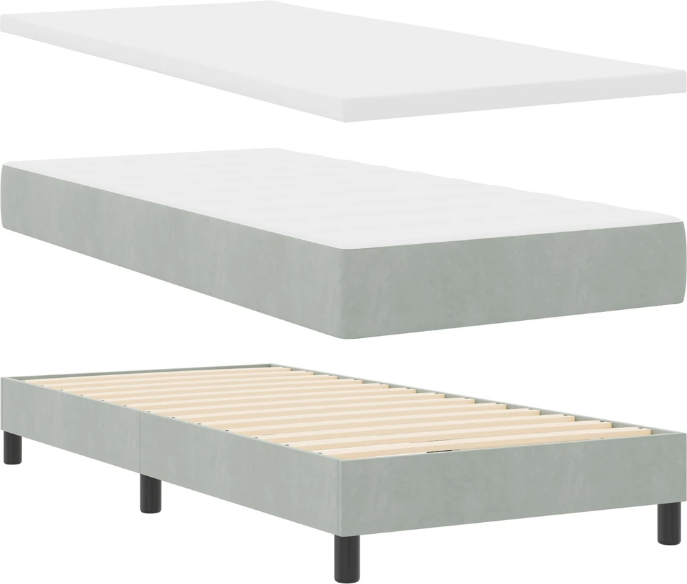 LED Čiužinio Lova Šviesiai pilka 90 x 190 cm Aksomas