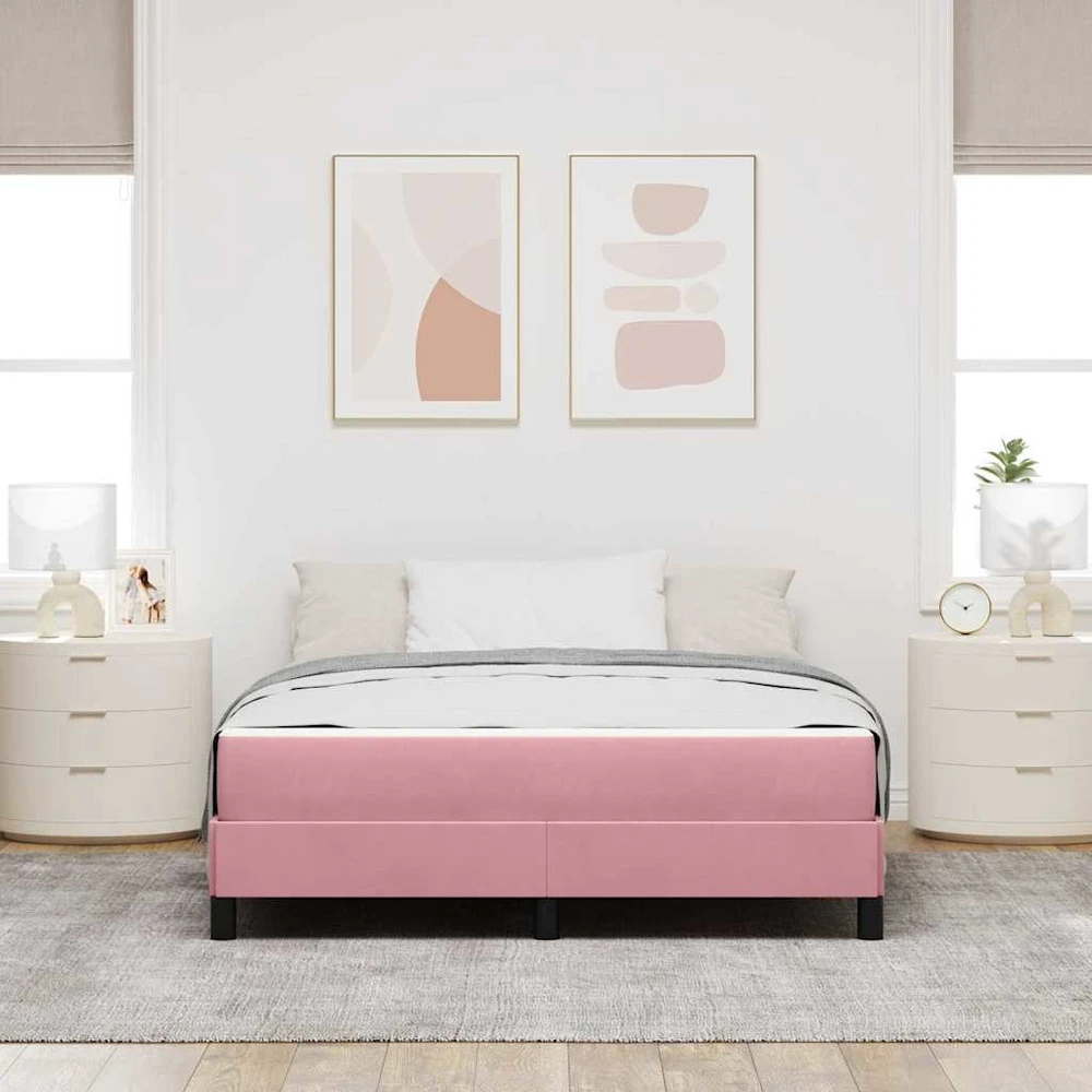 Kiemas lova su čiužiniu Rožinė 140 x 200 cm audinys