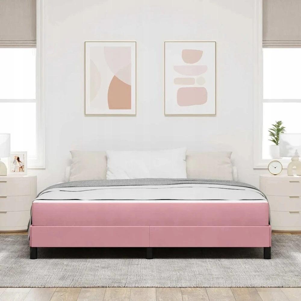 Kiemas lova su čiužiniu Rožinė 180 x 200 cm audinys