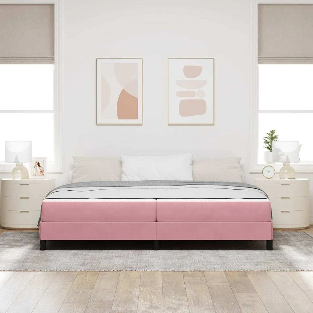 Kiemas lova su čiužiniu Rožinė 200 x 200 cm audinys