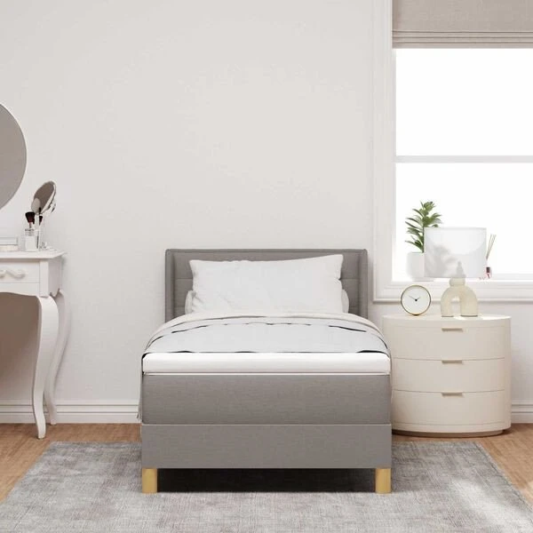 Kiemas lova su pagalve su galvūgalio Taupe 200 x 80 cm audinys