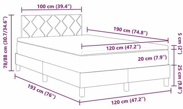 Kiemas lova su LED juostelėmis Tortora 120 x 190 cm audinys