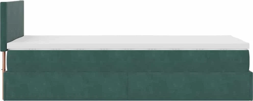 Osmanų lovos rėmas su čiužiniu, žalias, 90x200cm, aksomas