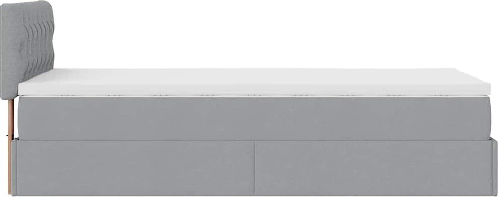 Osmanų lova su čiužiniu ir LED šviesiai pilkas 90x200cm audinys