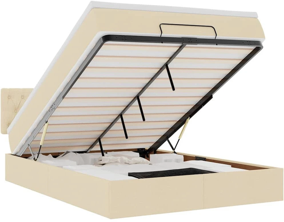 Osmanų lova su čiužiniu ir LED kreminiu 140x190cm audinys