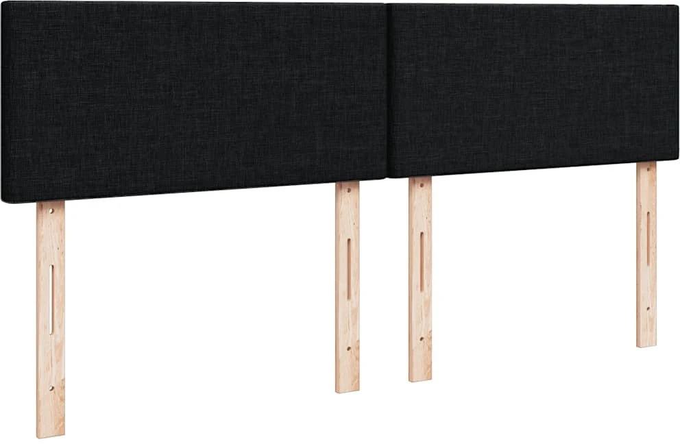 Osmanų lova su čiužiniu ir LED juodas 140x190cm audinys