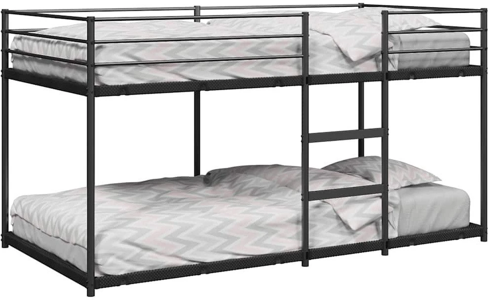 Dviaukštė lova be čiužinio Juoda 90x200 cm Plienas