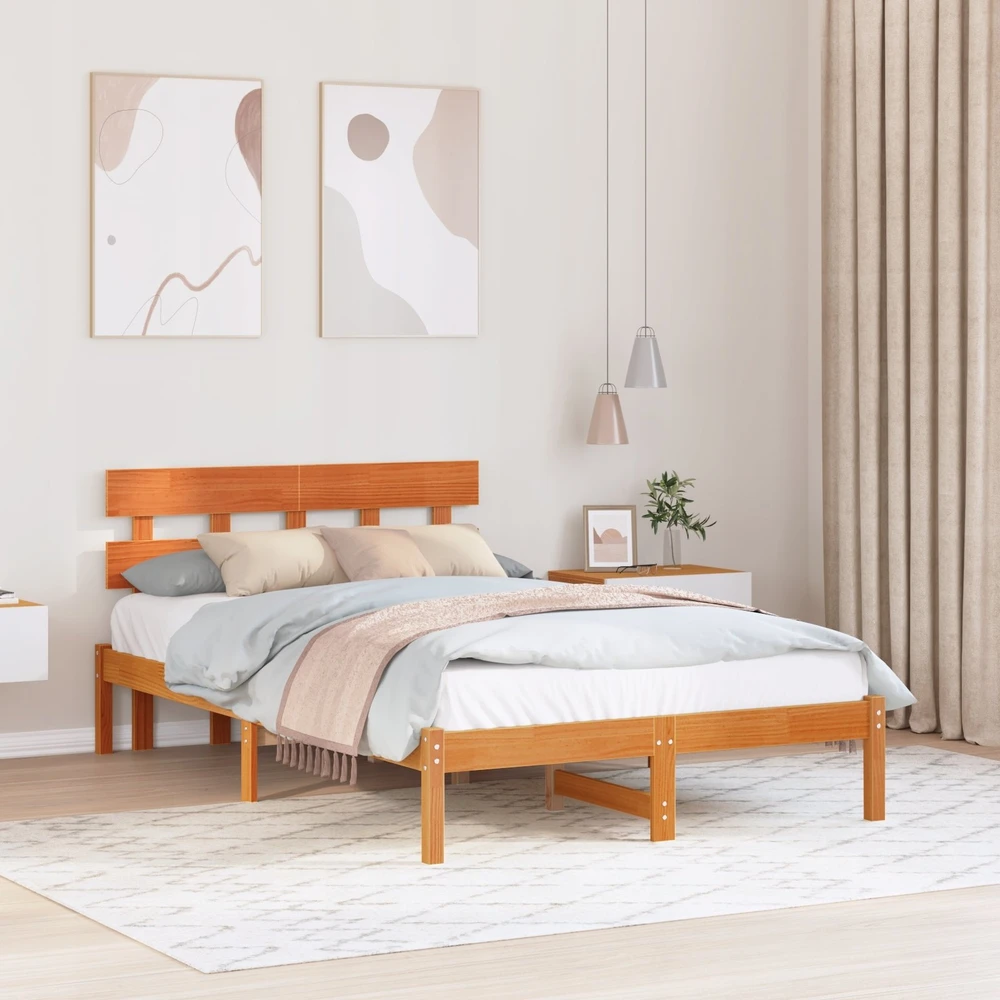 Lova Lovos rėmas Ruda 120 x 200 cm Pušies medienos masyvas
