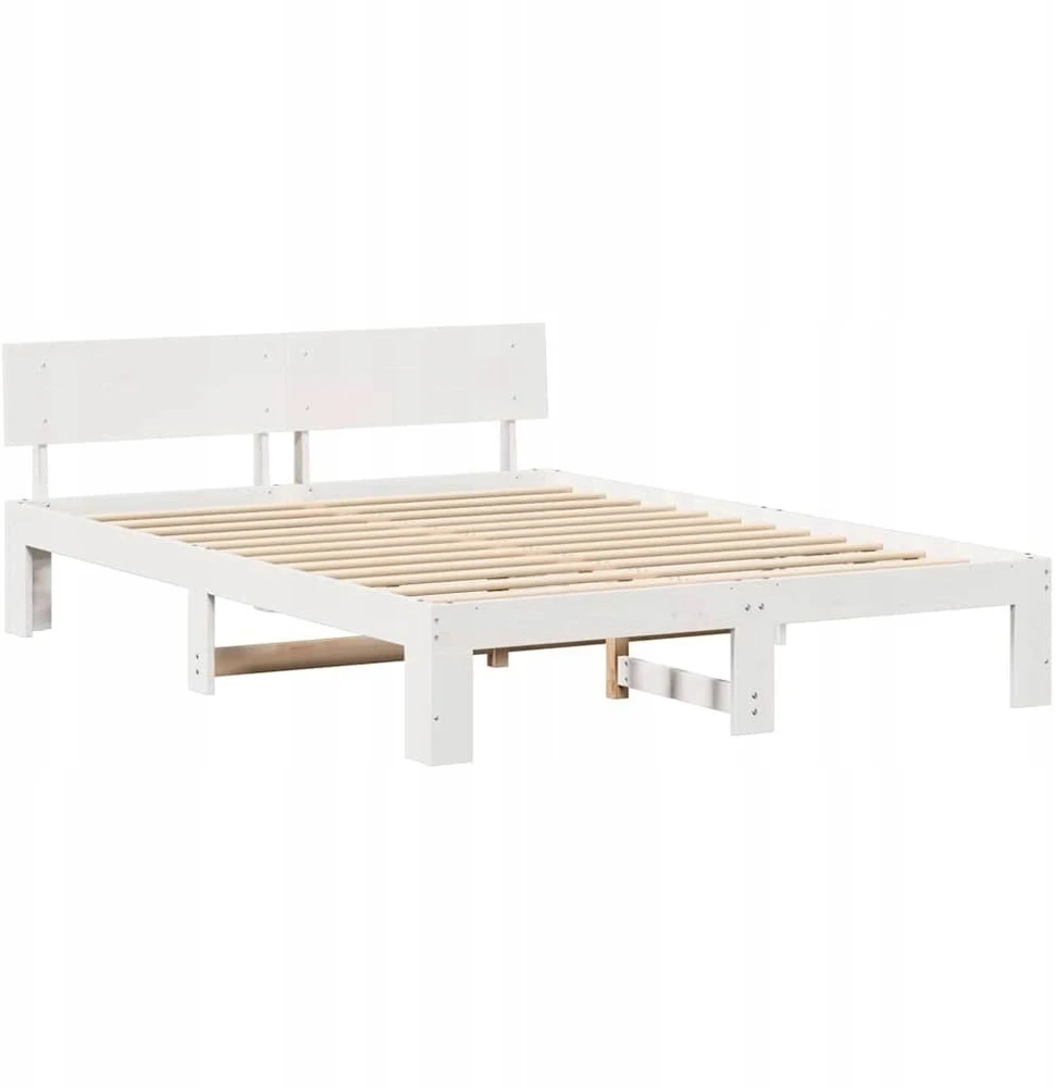 Lovos rėmas Balta 150 x 200 cm Kietos pušies mediena